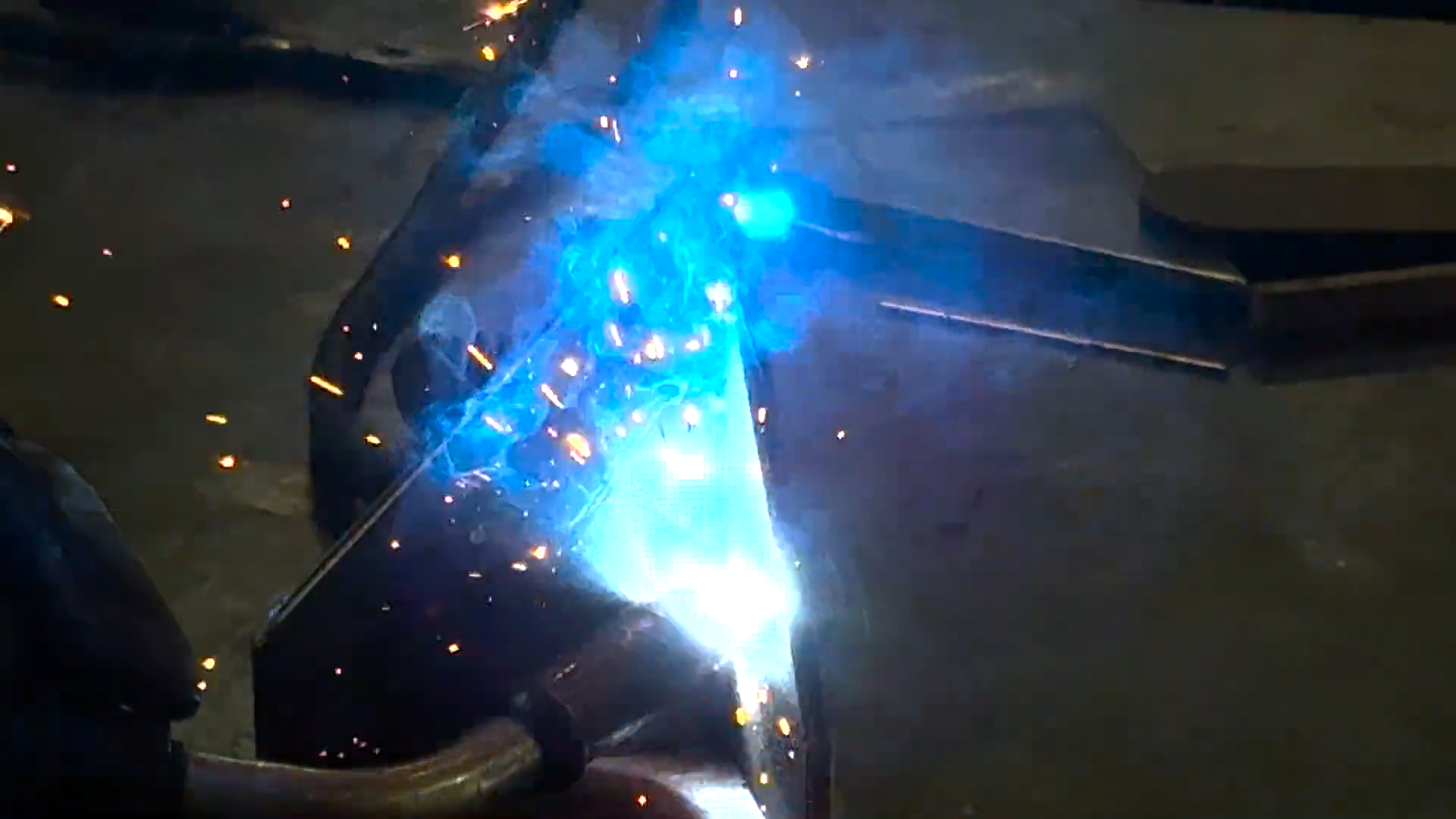 MIG welding arc on smoker steel